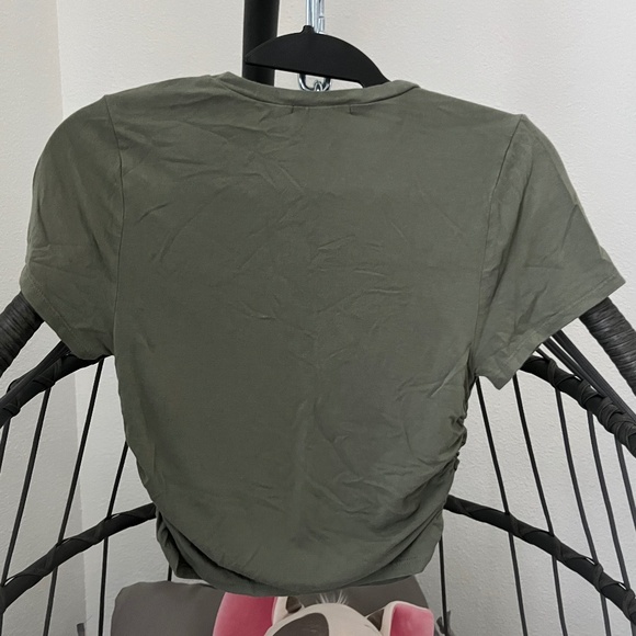 FITZ EDDI Crew Neck Green Crop Top T-Shirt - Picture 2 of 5